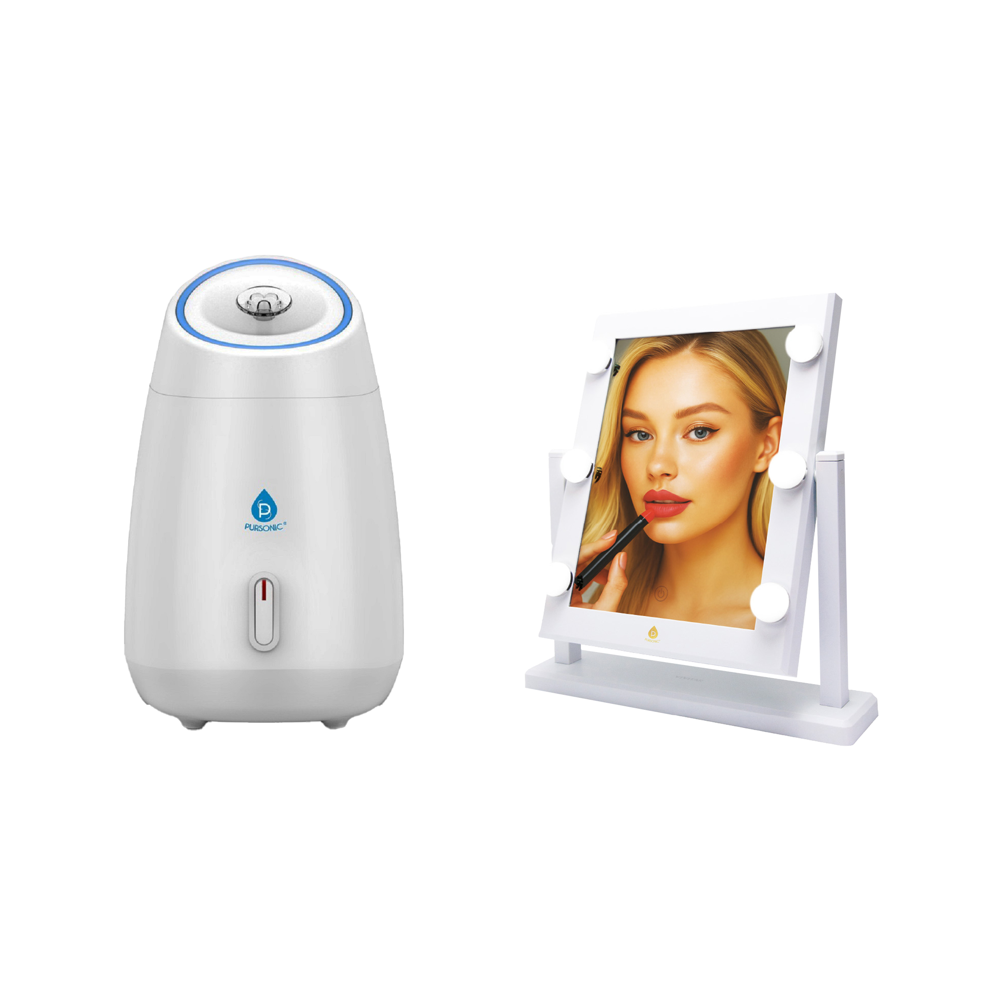 PURSONIC 14" LED Vanity Mirror & Facial Steamer Duo #1