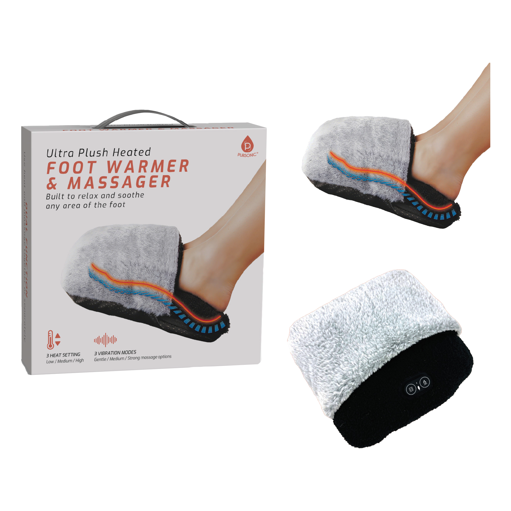 PURSONIC Ultra Plush Heated Foot Warmer & Massager #1