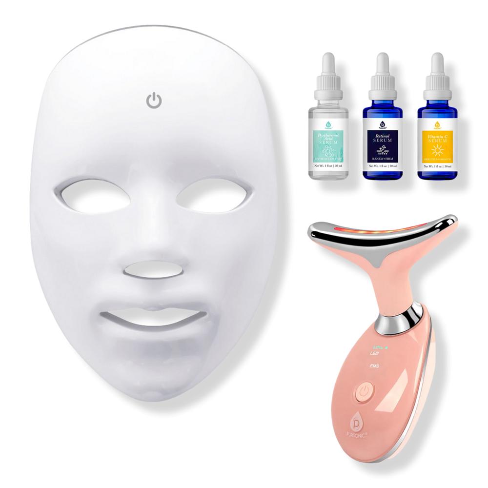 PURSONIC 7-in-1 LED Face Mask + Sculpting Wand + Anti-Aging Serum Set