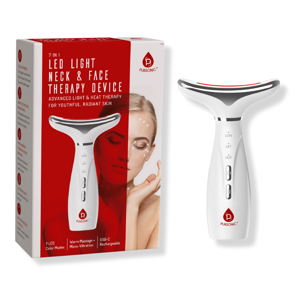 PURSONIC 7-Color LED Light Therapy Neck & Face Device