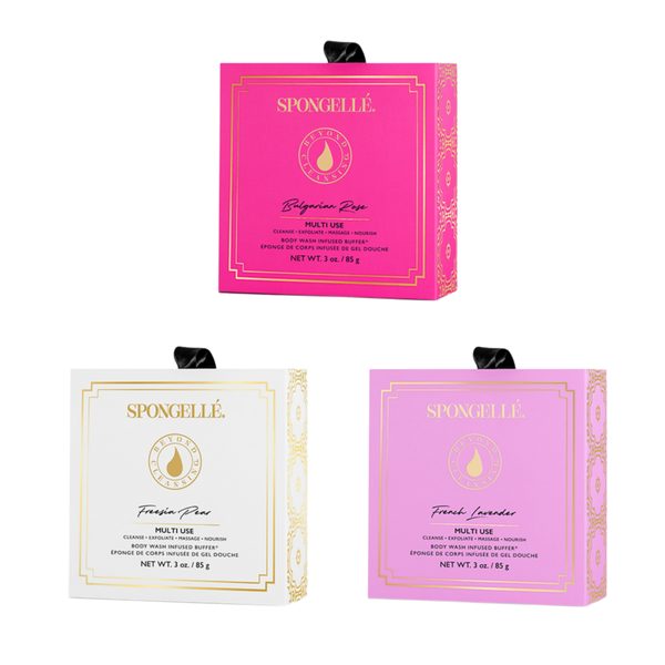 SPONGELLE Floral Boxed Flower Set Shower Gel Infused Bath Sponges #1