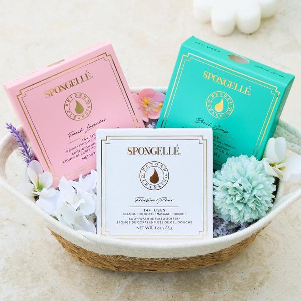 SPONGELLE Fresh Boxed Flower Set | 3 Exfoliating Body Wash | Gift Set #5