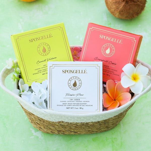 SPONGELLE Fruity Boxed Flower Set | 3 Body Wash Infused Buffers | Gift Set #5