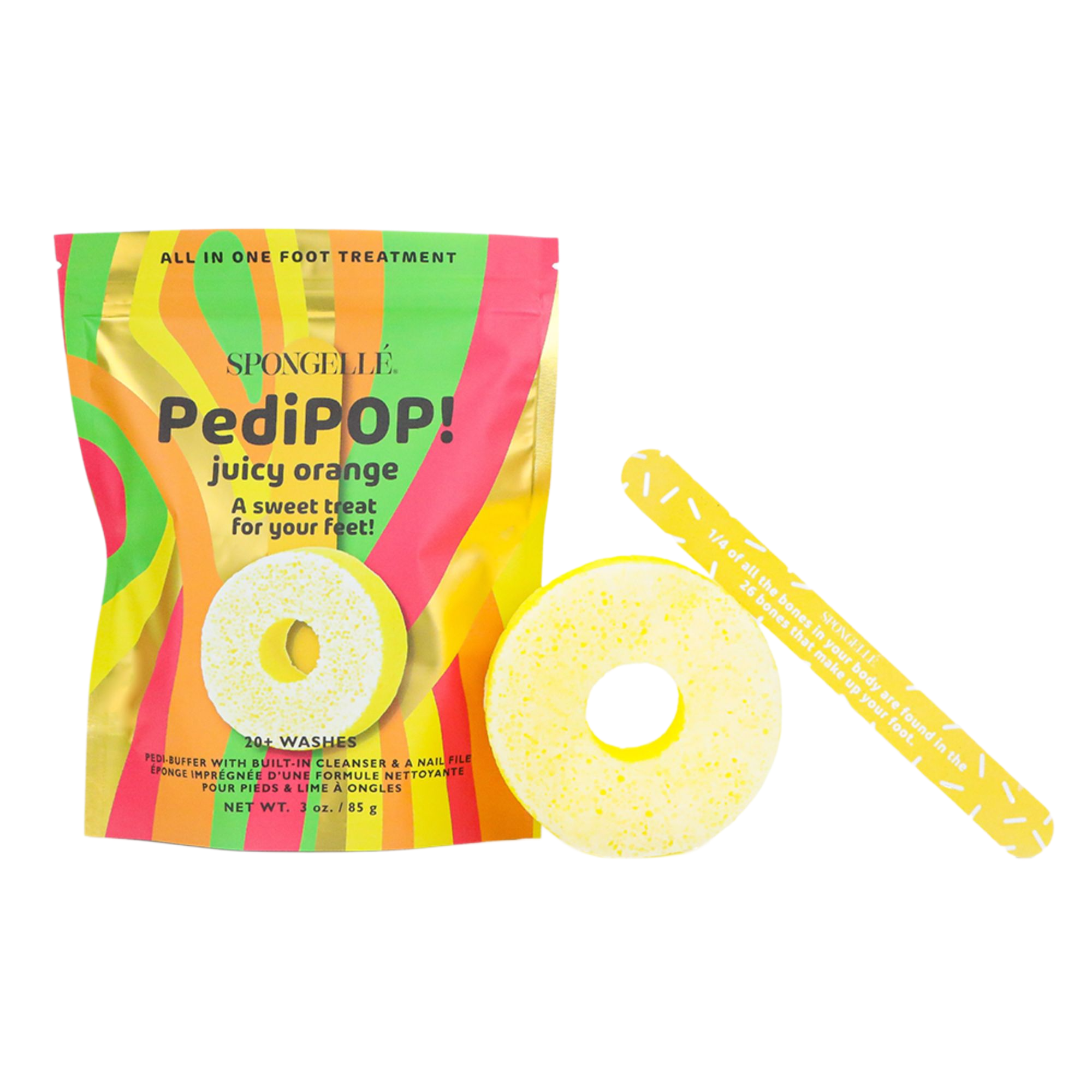 SPONGELLE PediPOP! Cotton Candy Pedi Buffer & Nail File Body Wash Infused Exfoliating Foot Scrub #1