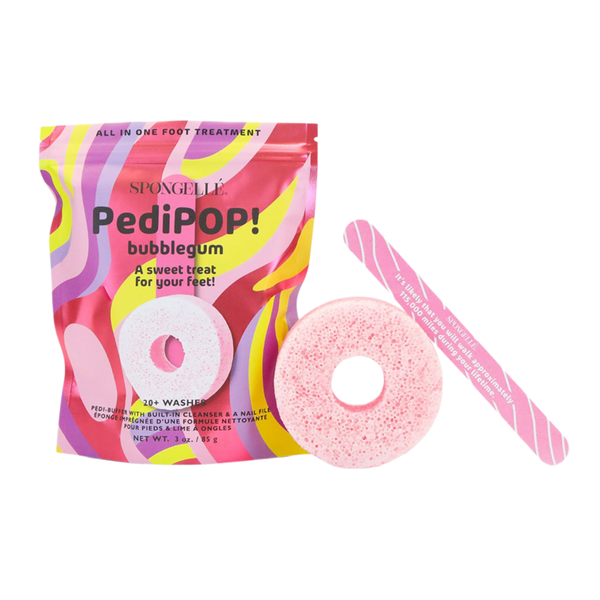 SPONGELLE PediPOP! Cotton Candy Pedi Buffer & Nail File Body Wash Infused Exfoliating Foot Scrub #1