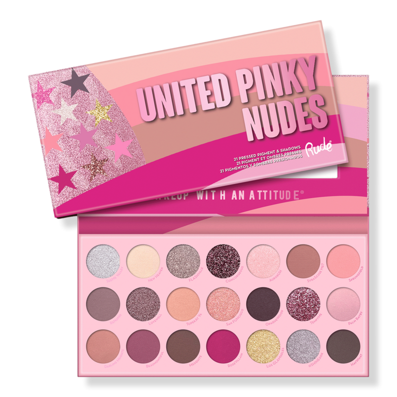 Ｕコスメ Rude - United Pinky Nudes - 21 Pressed Pigment & Shadows Palette
