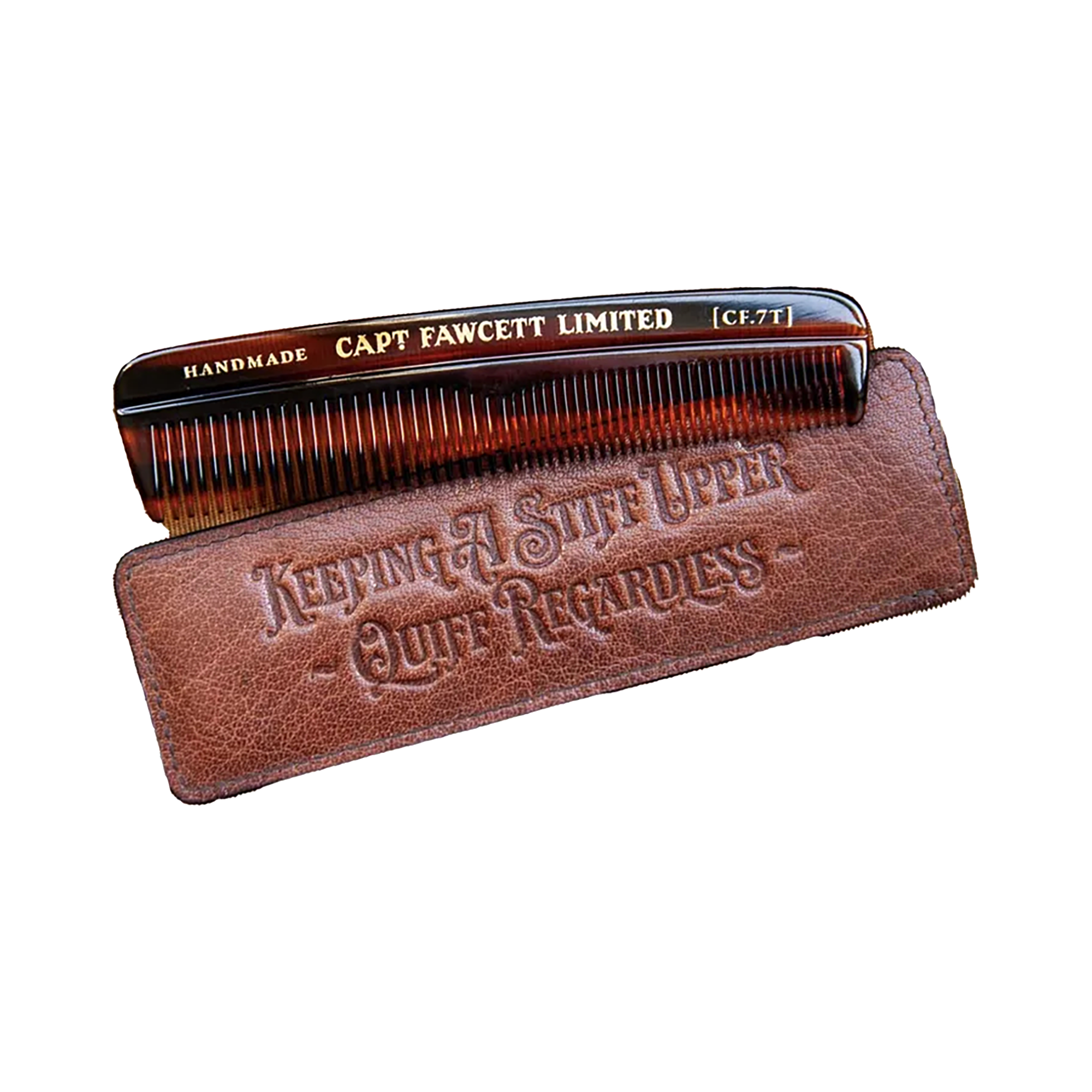 Captain Fawcett Pocket Hair Comb with Leather Sleeve #1