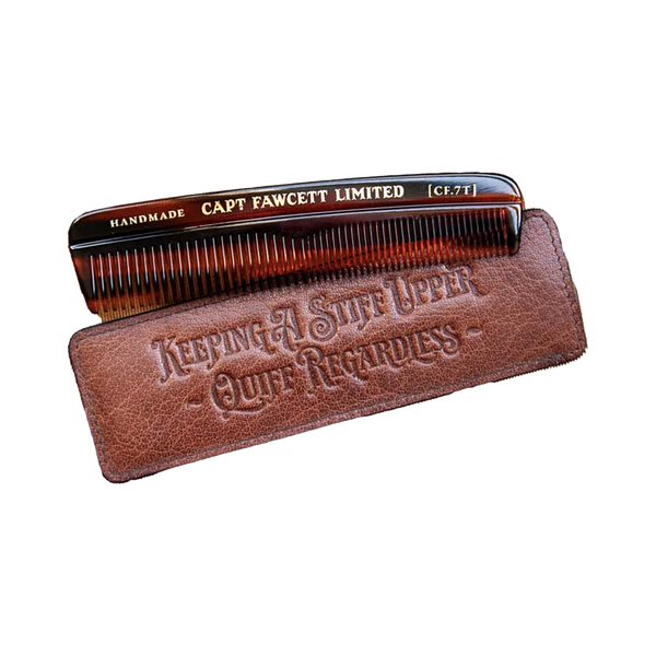 Captain Fawcett Pocket Hair Comb with Leather Sleeve #1