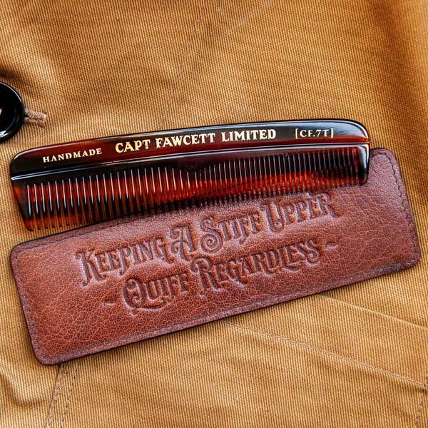 Captain Fawcett Pocket Hair Comb with Leather Sleeve #3