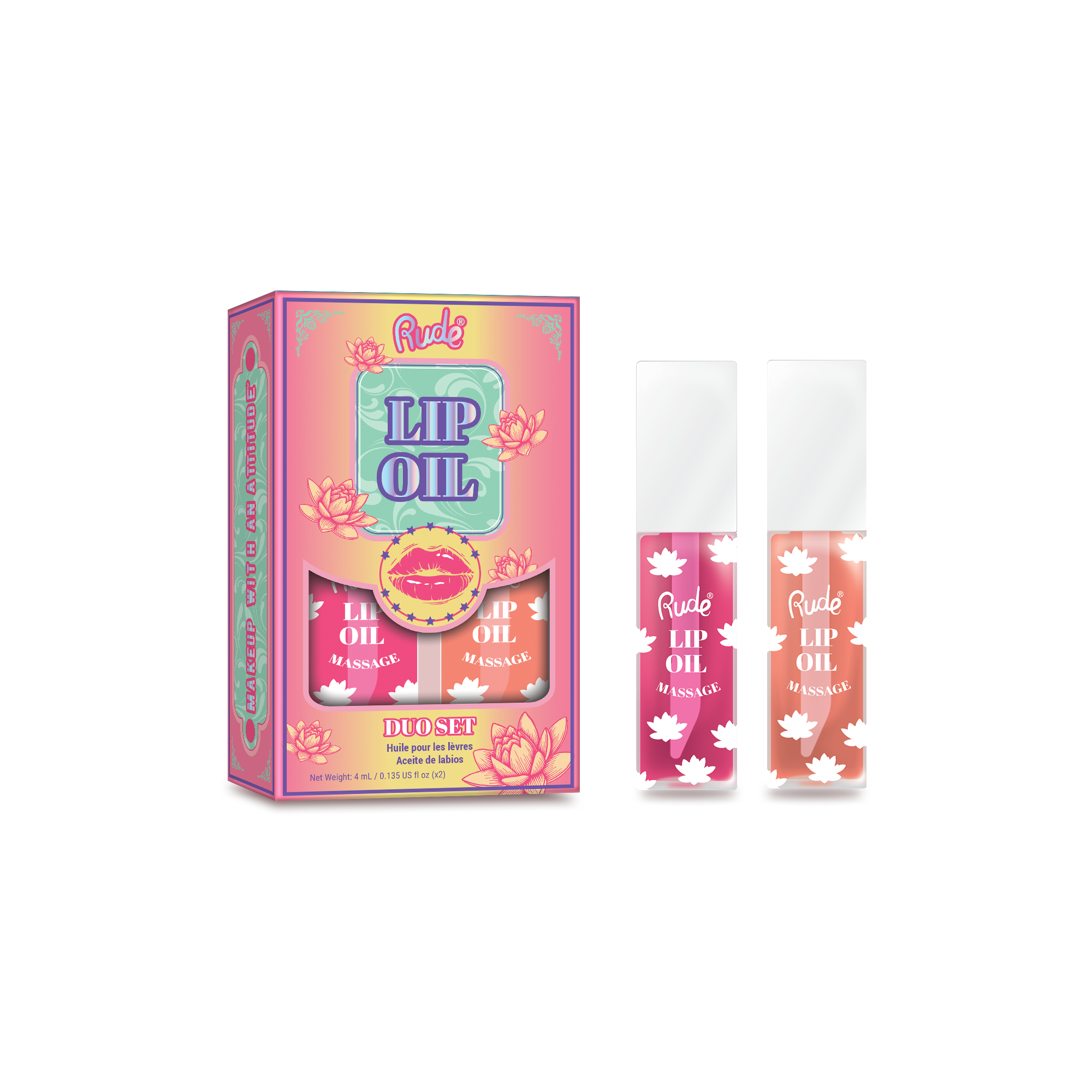 Rude Lip Oil Massage Duo INTERNATIONAL SHIPPING