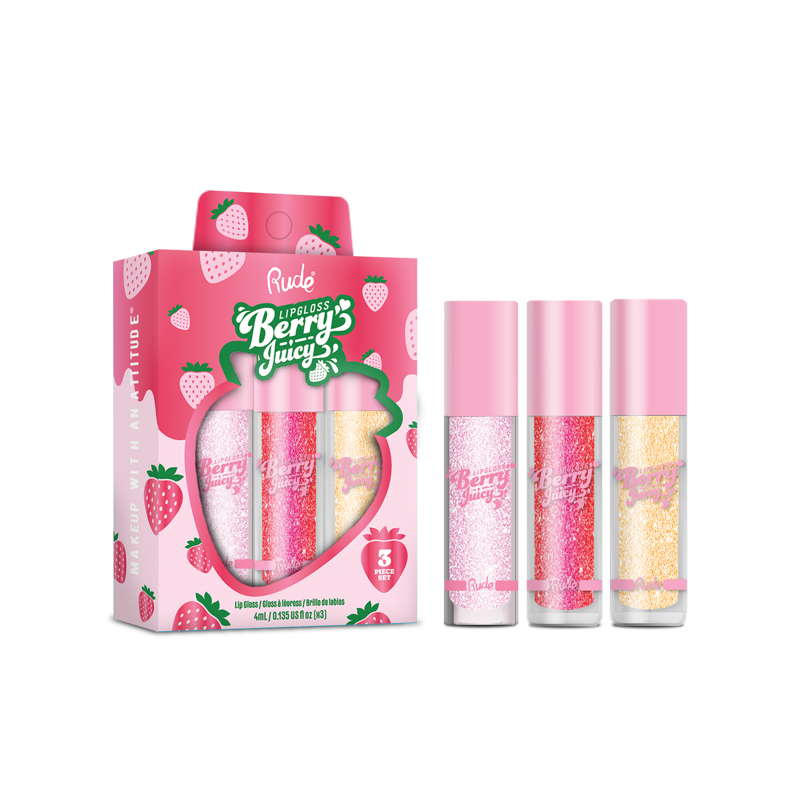 Rude - Crystalize / Pixie Pink / Golden Hour Berry Juicy Lip Gloss