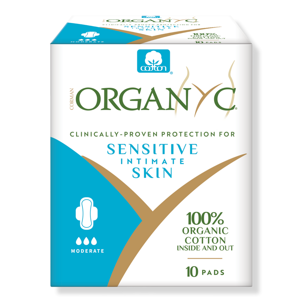 Organyc 100% Certified Organic Cotton Feminine Pads, Moderate Flow