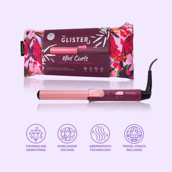 GLISTER "Mini Curls" Black Tourmaline Gem Travel Clip Curler with Pouch #4