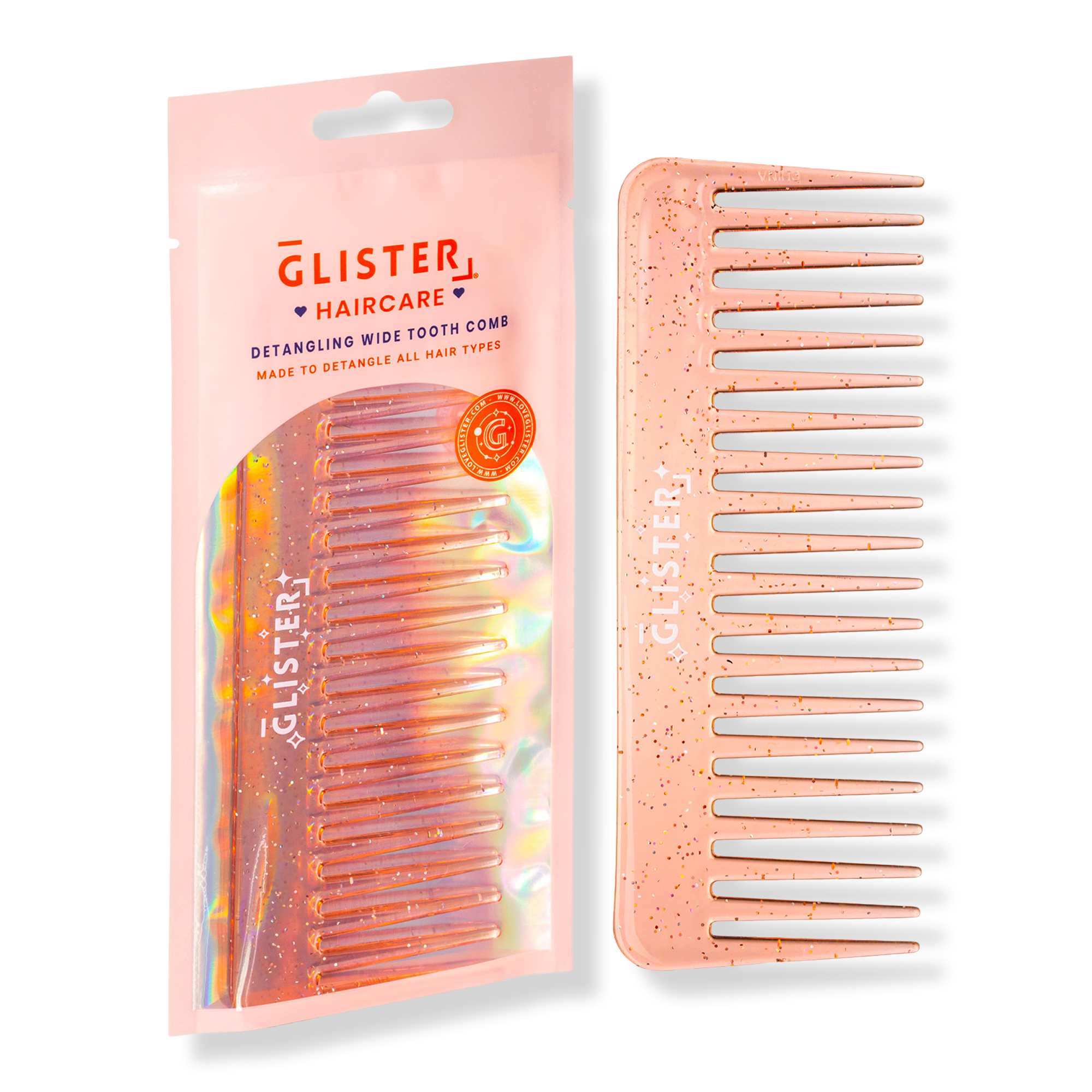 GLISTER "Sparkle" Glitter-Infused Wide Tooth Detangling Comb #1