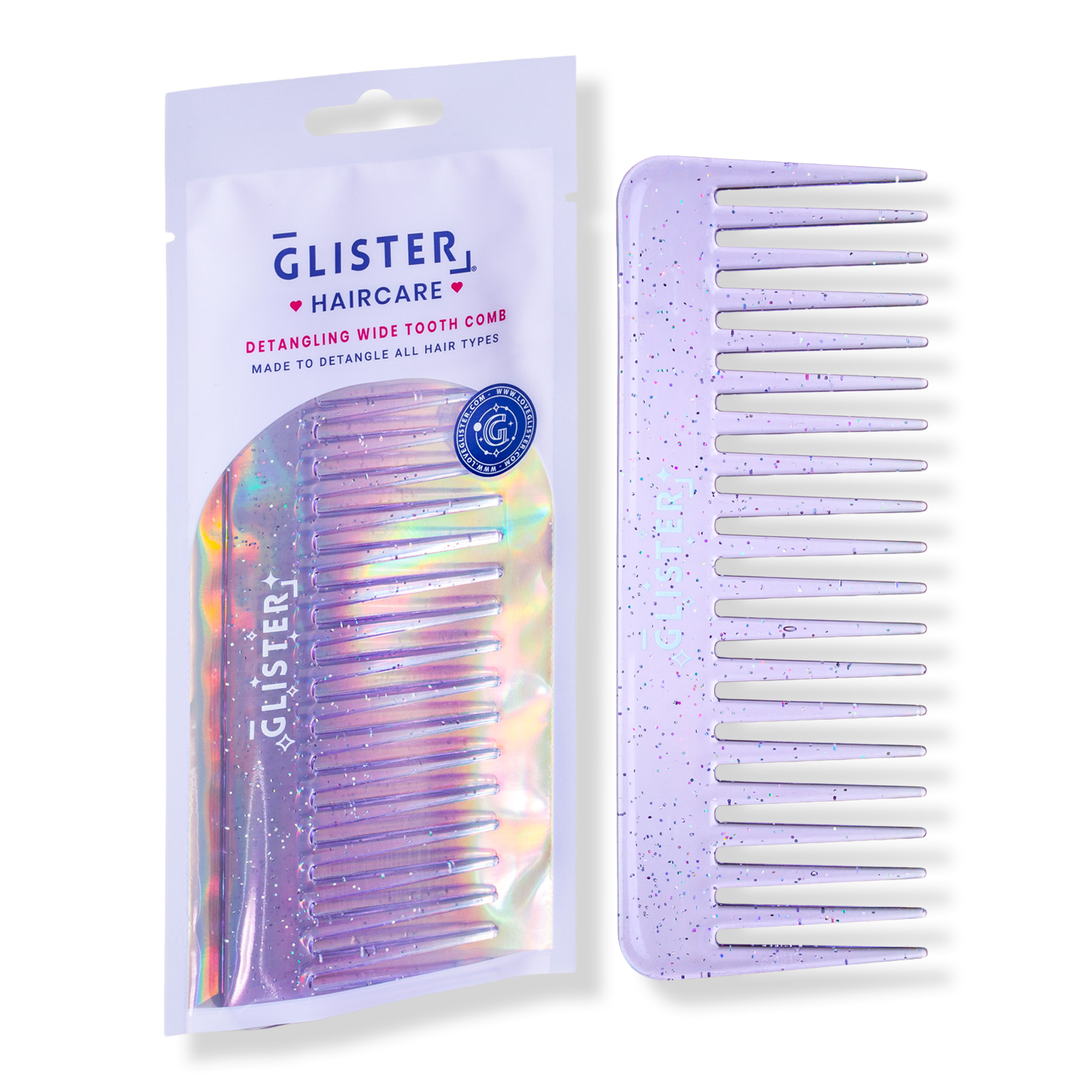 GLISTER "Sparkle" Glitter-Infused Wide Tooth Detangling Comb #1