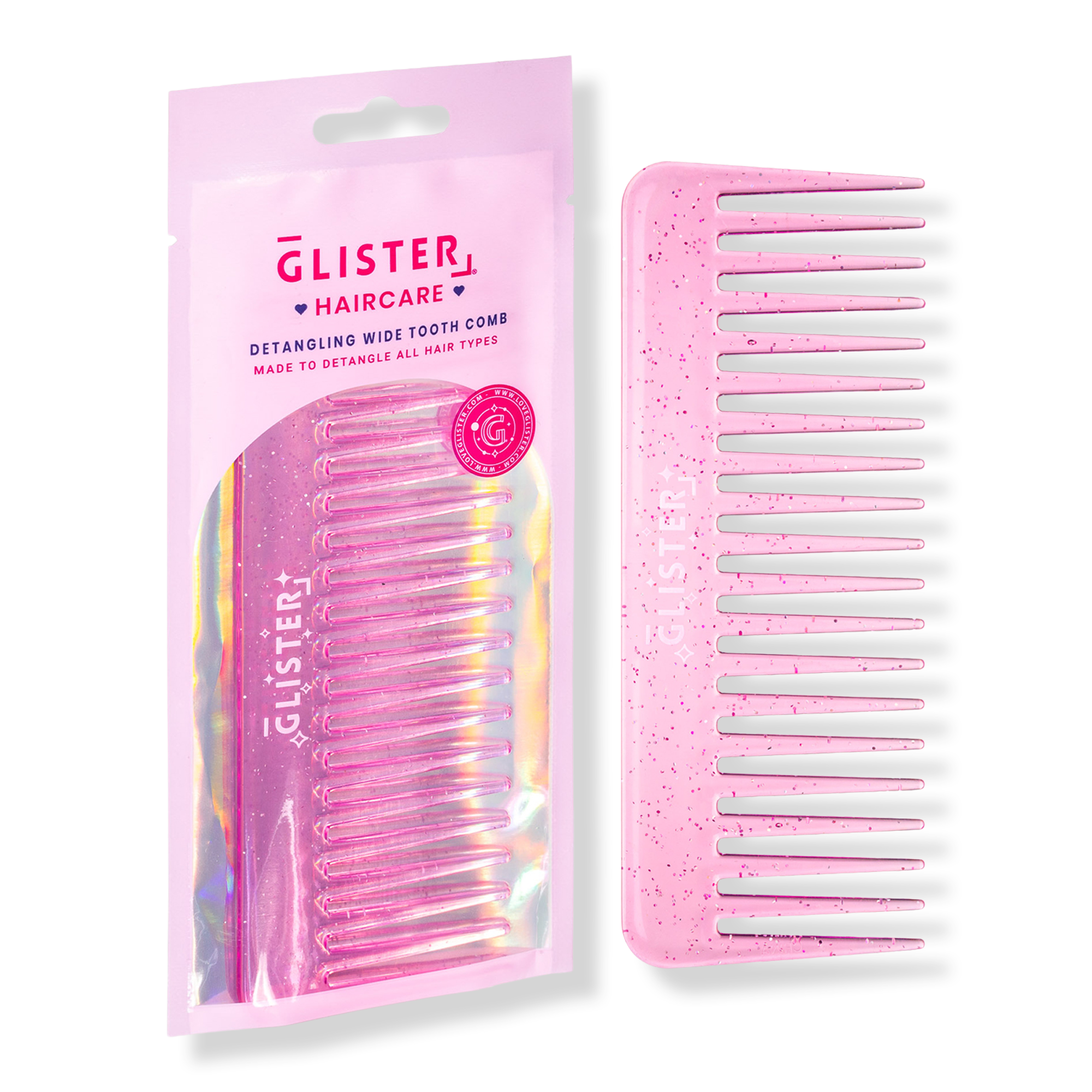 GLISTER "Sparkle" Glitter-Infused Wide Tooth Detangling Comb #1
