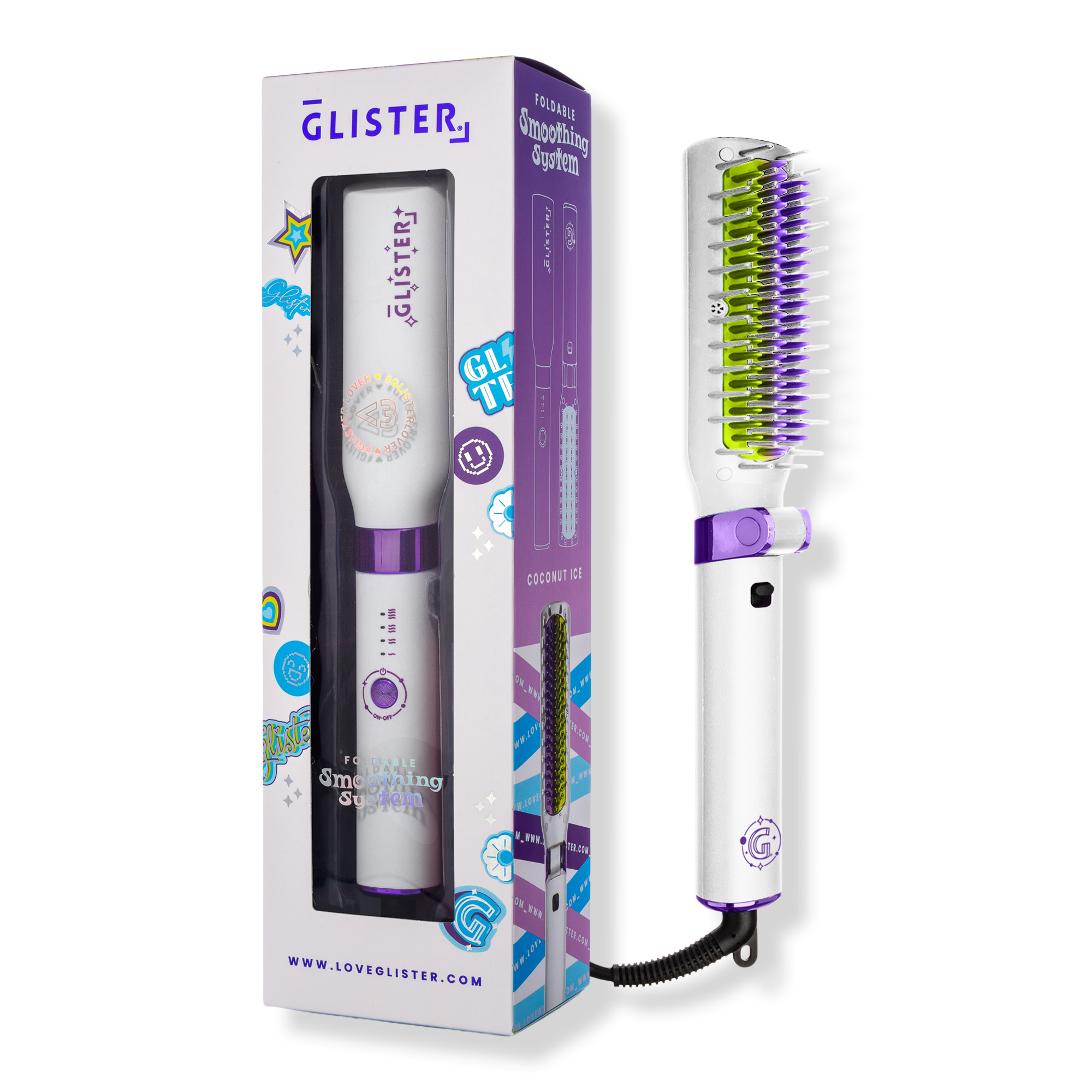GLISTER Foldable Tourmaline Gem Anti-Frizz Hot Smoothing Brush #1