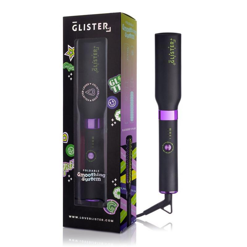 GLISTER - Black Foldable Tourmaline Gem Anti-Frizz Hot Smoothing