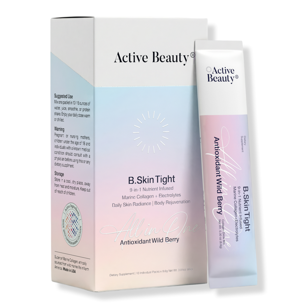 Active Beauty B. Skin Tight 9-in-1 Nutrient Infused Marine Collagen + Electrolytes - Wild Berry - 10 Count