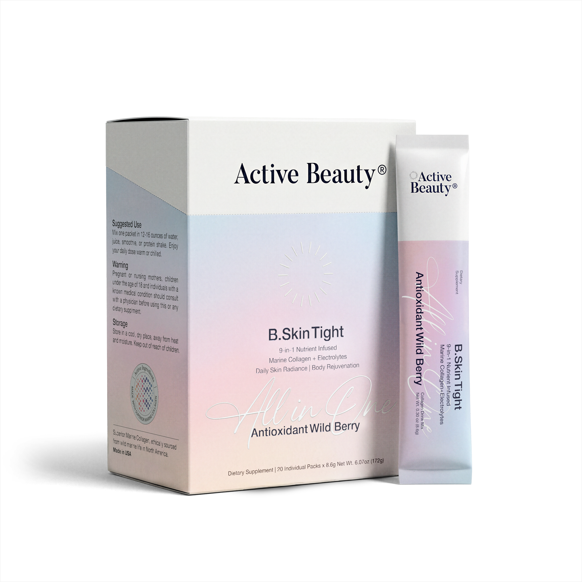 Active Beauty B. Skin Tight 9-in-1 Nutrient Infused Marine Collagen + Electrolytes - Wild Berry #1
