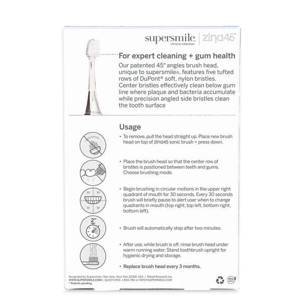 Supersmile Zina45 Sonic Pulse Toothbrush Replacement Heads #3