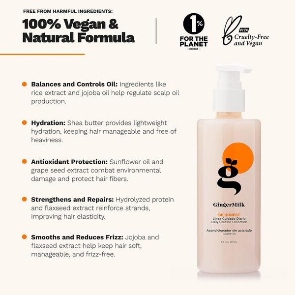 Ginger Milk Lightweight Leave-In Conditioner for Normal to Oily Hair with Grape Seed & Pea Protein #3