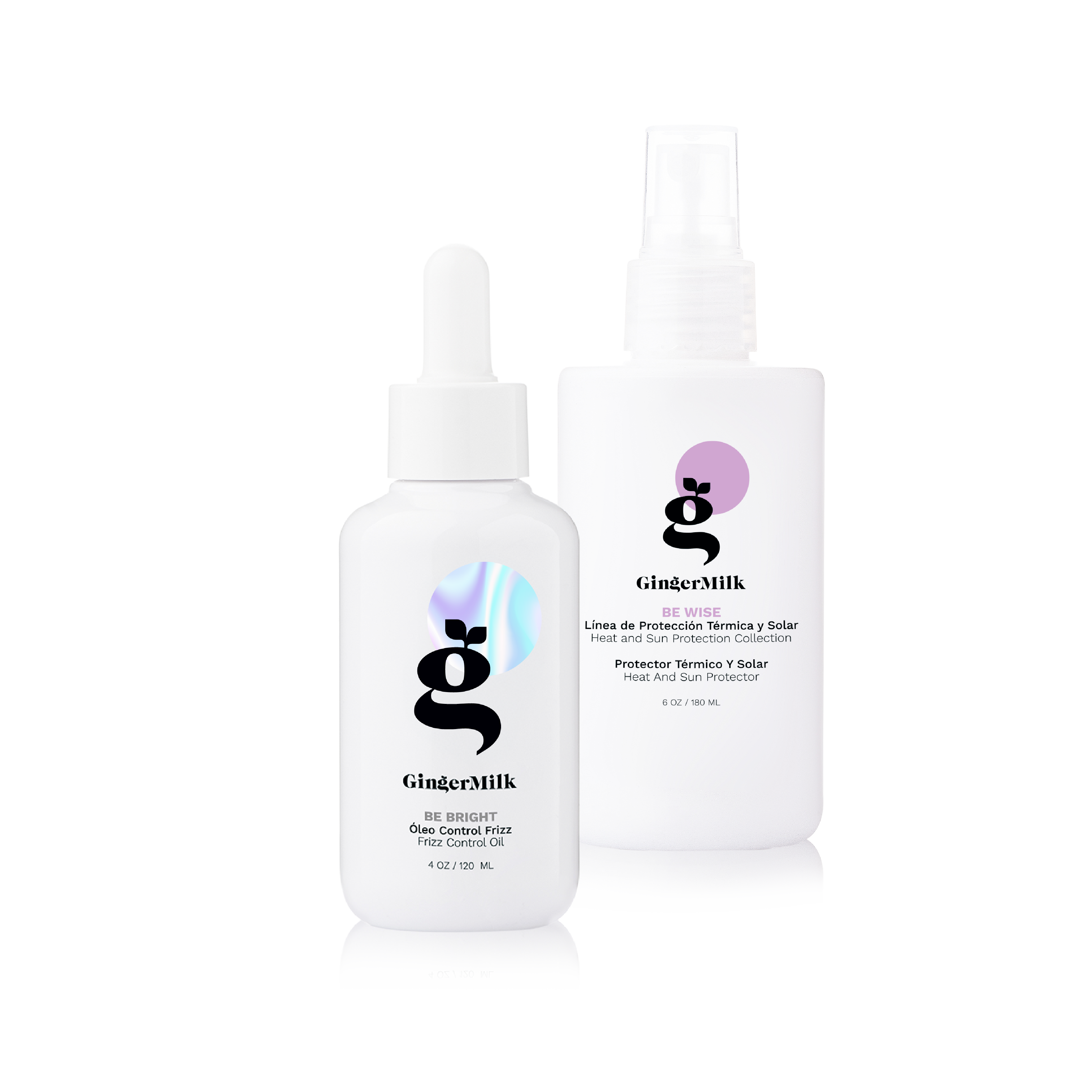 Ginger Milk Heat & Sun Protector and Anti-Frizz Hair Oil Duo with Jojoba & Macadamia Oil, 2-Piece #1