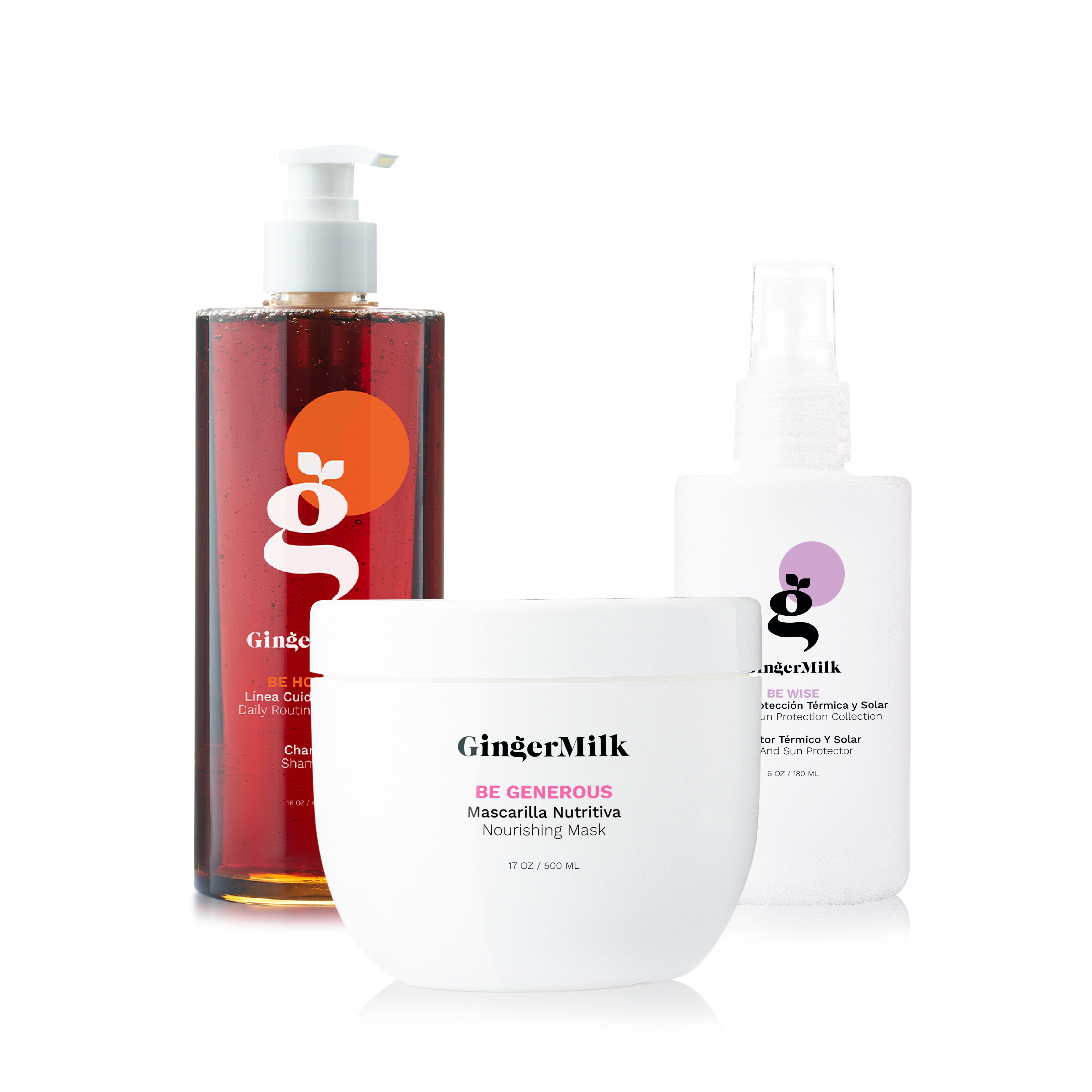 Ginger Milk Complete Nutrition & Hydration Hair Care Kit for All Hair Types with Castor Oil 3-Piece #1