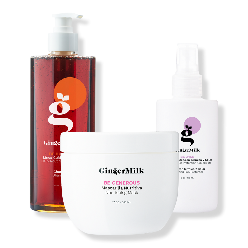 Ginger Milk Complete Nutrition & Hydration Hair Care Kit for All Hair Types with Castor Oil 3-Piece