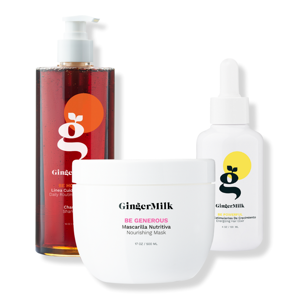 Ginger Milk Hair Growth & Hair Loss Prevention Kit with Rosemary, Biotin & Castor Oil, 3-Piece
