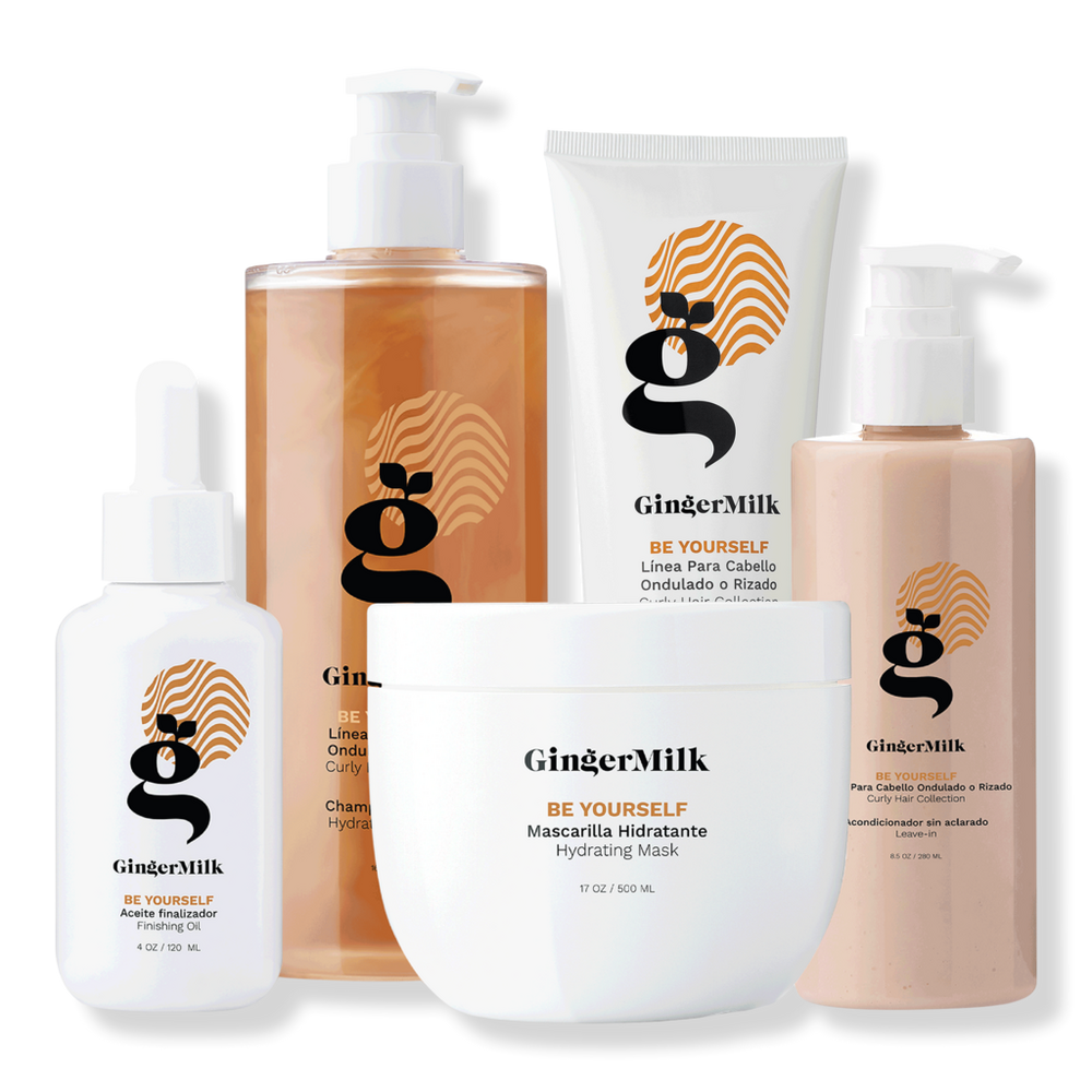 Ginger Milk Curly Hair Care Set for Curly, Wavy & Coily Hair with Argan Oil & Shea Butter, 5-Piece