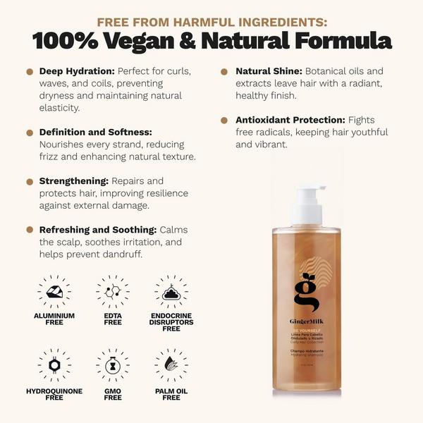 Ginger Milk Hydrating Shampoo for Curly, Wavy & Coily Hair with Rosemary Oil & Flaxseed #3