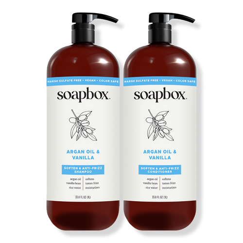 Hair Soap 888 1000mlとHair Pack205 1000ml Soapbox - 33.8 oz Argan Oil Anti-Frizz Shampoo & Conditioner Duo