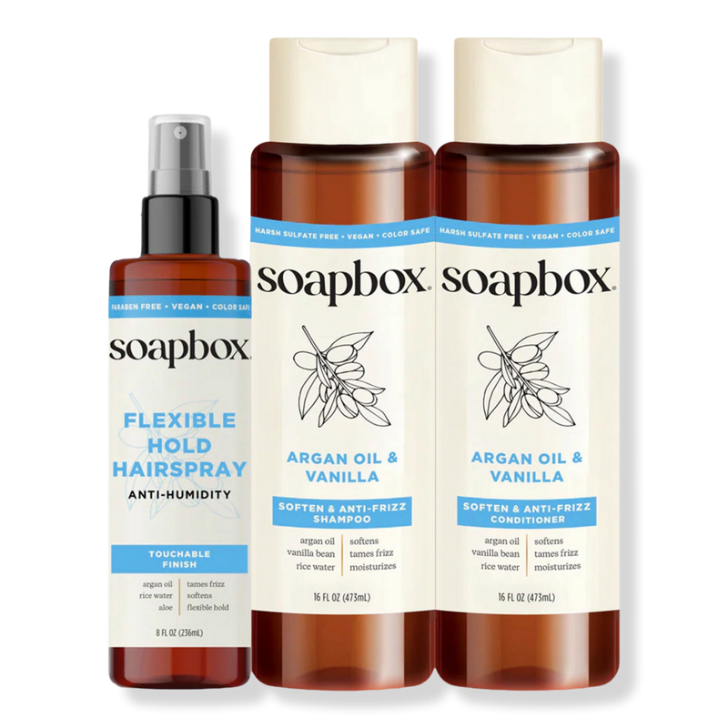 Soapbox - 16 oz Argan Oil & Vanilla Anti-Frizz Haircare Bundle