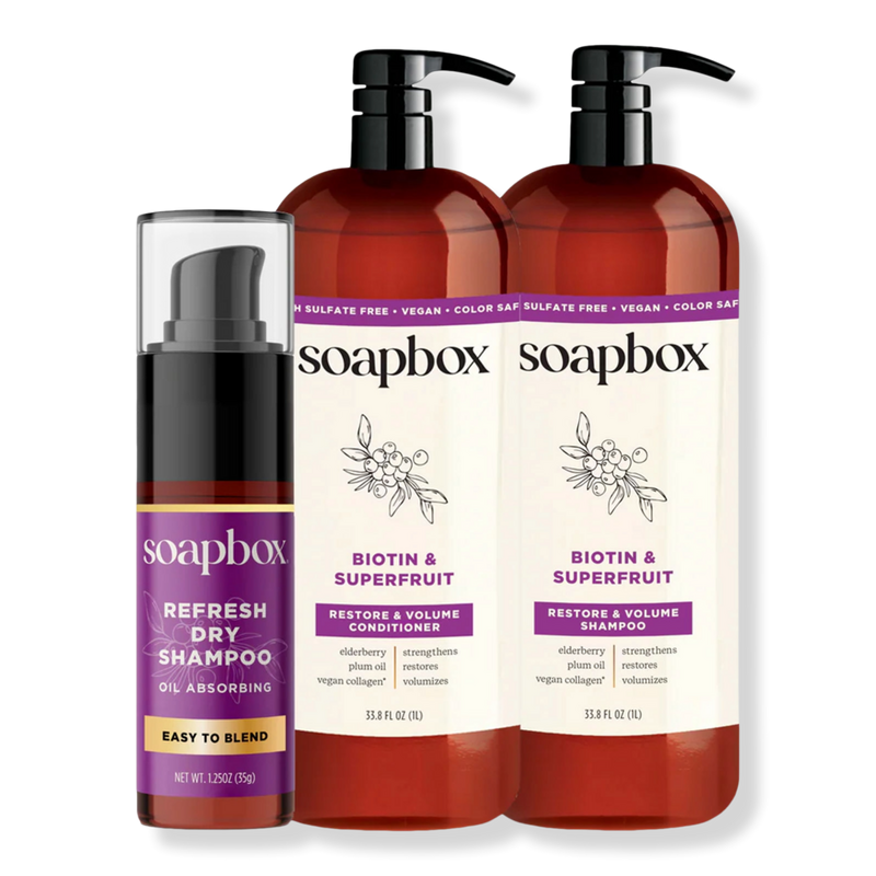 Soapbox - 33.8 oz Biotin & Superfruit Volumizing Haircare Set