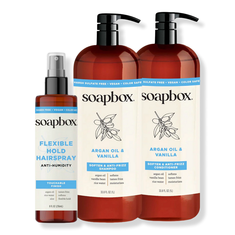Soapbox - 33.8 oz Argan Oil & Vanilla Anti-Frizz Haircare Bundle