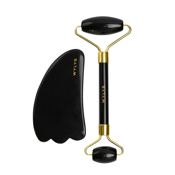 WYLYS Black Obsidian Gua Sha + Face Roller Set #1