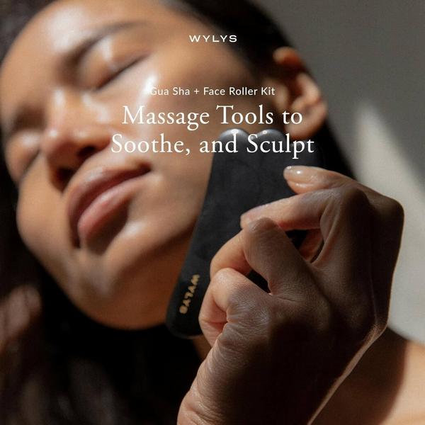 WYLYS Black Obsidian Gua Sha + Face Roller Set #2