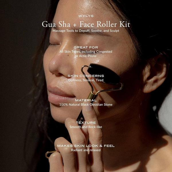 WYLYS Black Obsidian Gua Sha + Face Roller Set #3