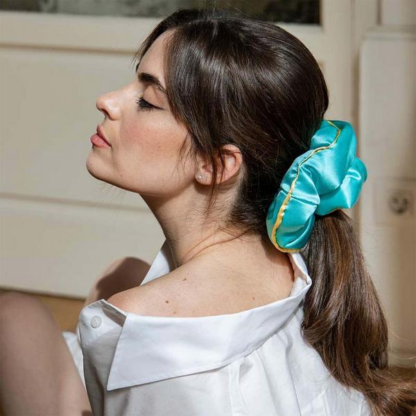 Drowsy Breakfast at Drowsy Turqouise XXL Padded Scrunchie #4