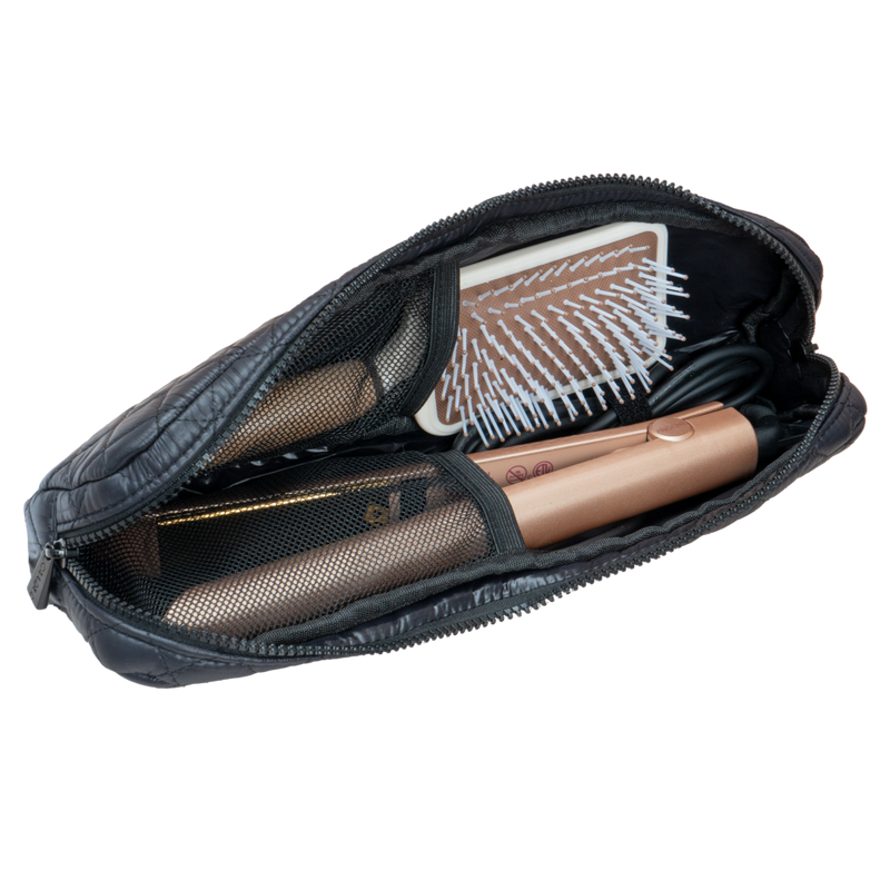 Joan & David - Black Diamond Quilted Hair Tool Zippered Travel