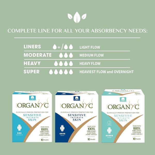 Organyc 100% Certified Organic Cotton Inside and Out Feminine Pads, Heavy Flow #3