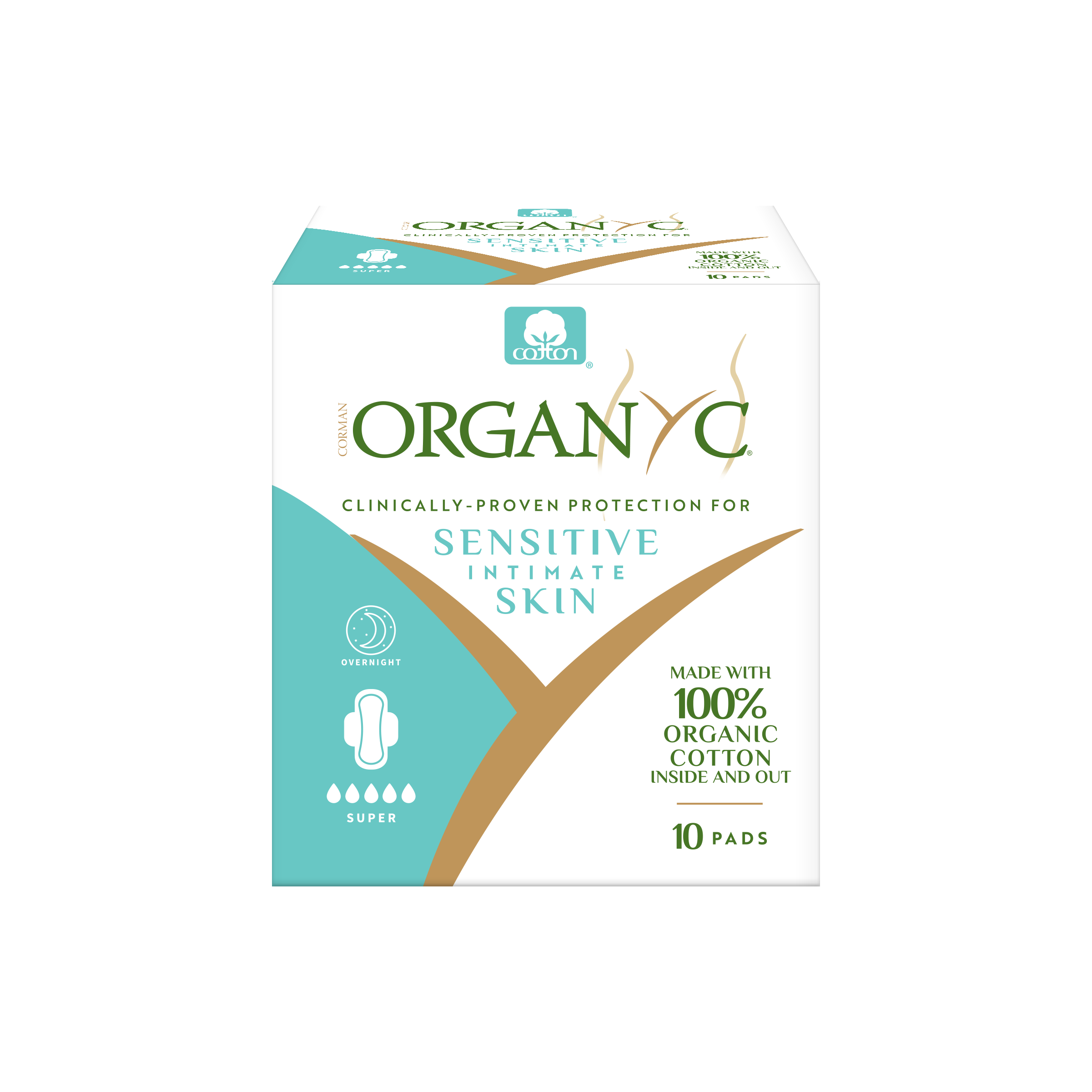 Organyc 100% Certified Organic Cotton Feminine Pads, Super Flow for Overnight #1