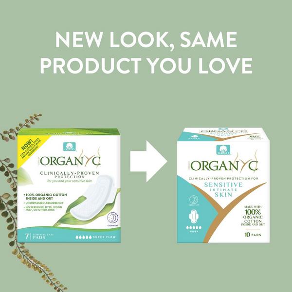 Organyc 100% Certified Organic Cotton Feminine Pads, Super Flow for Overnight #2