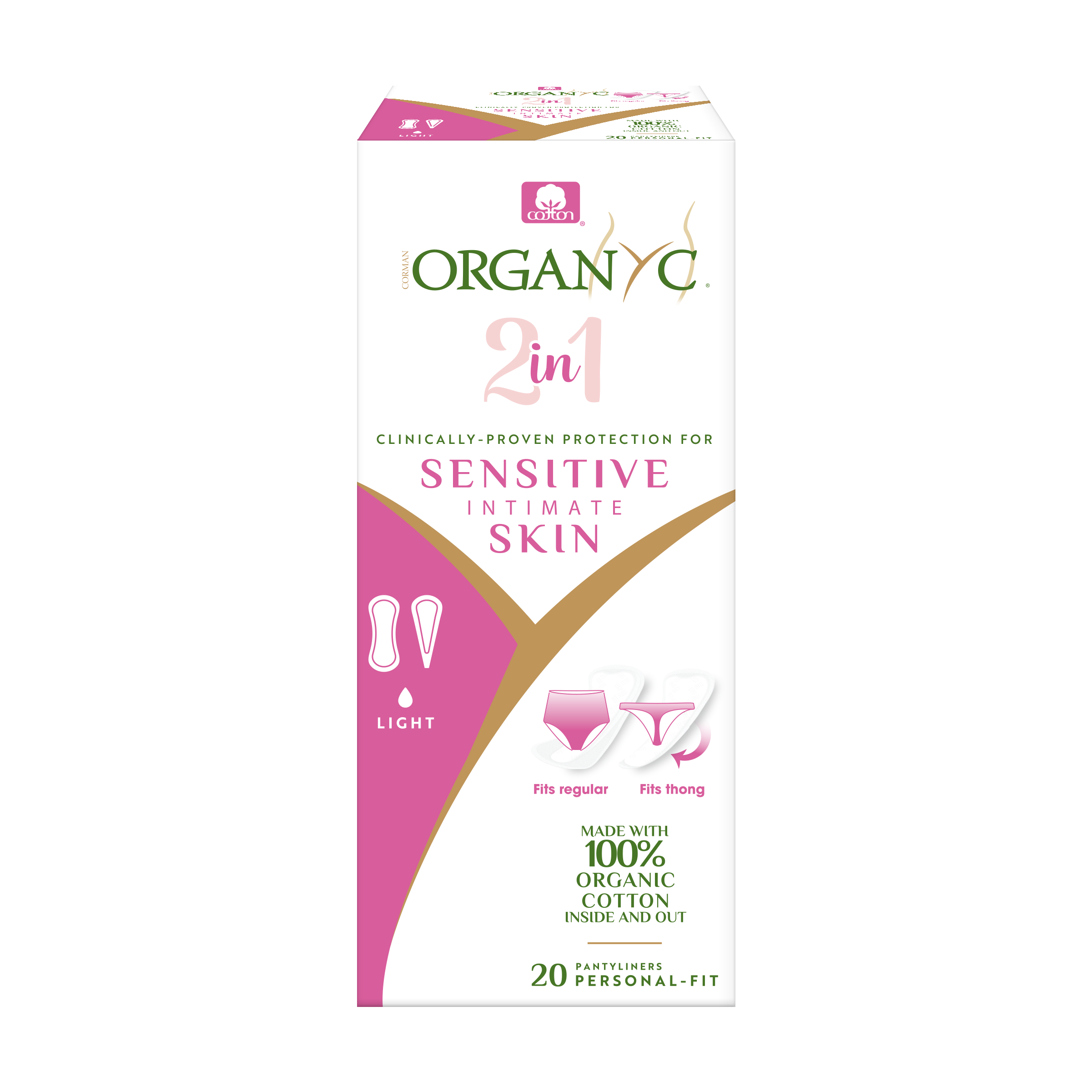 Organyc 100% Certified Organic Cotton 2 in 1 Panty Liners, Light Flow #1