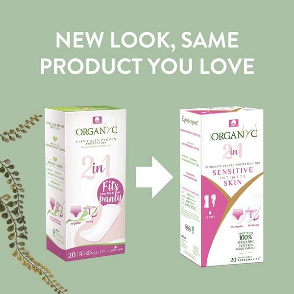Organyc 100% Certified Organic Cotton 2 in 1 Panty Liners, Light Flow #2