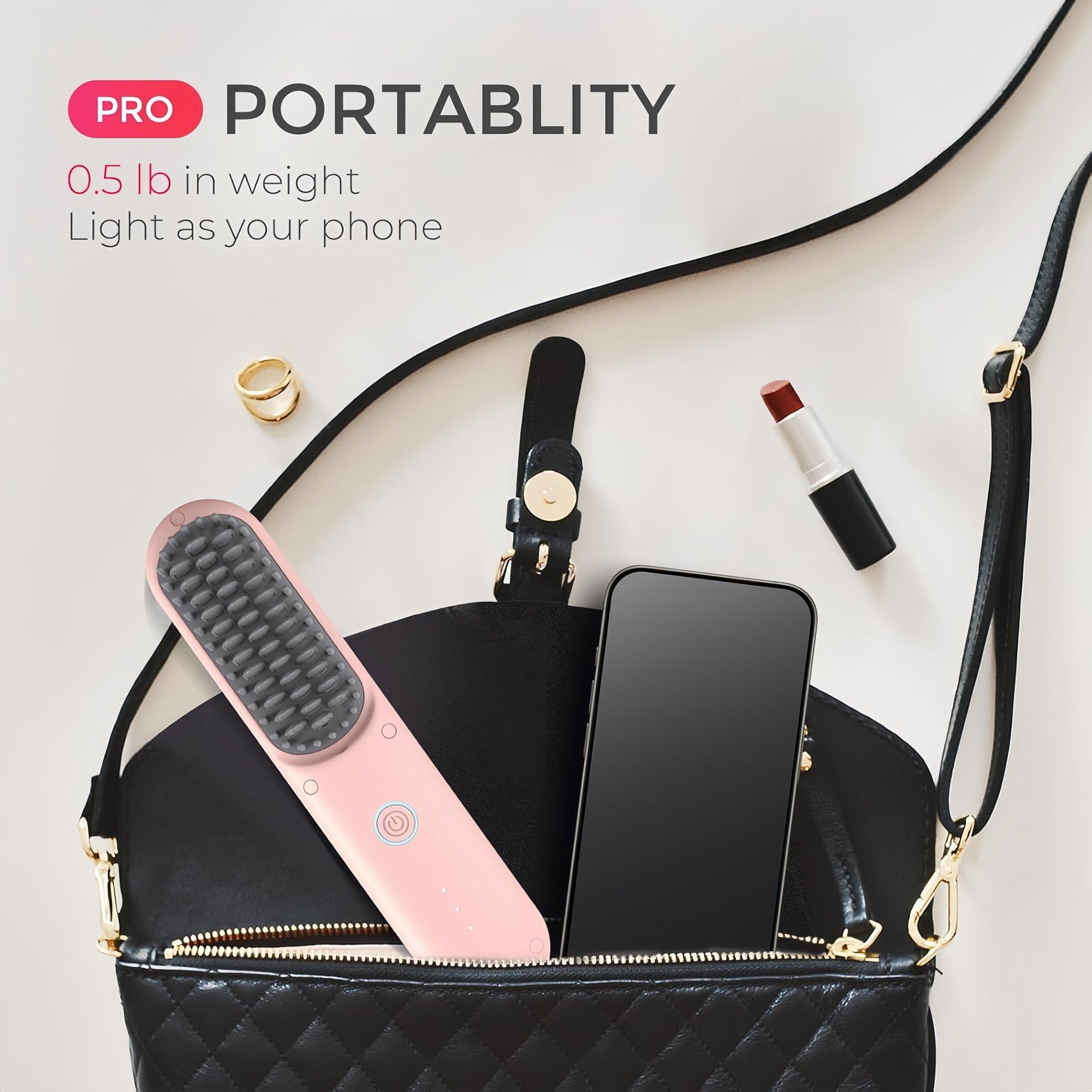 Портативная щетка-выпрямитель для волос Tymo Beauty Porta, цвет: Розовый — фото 4