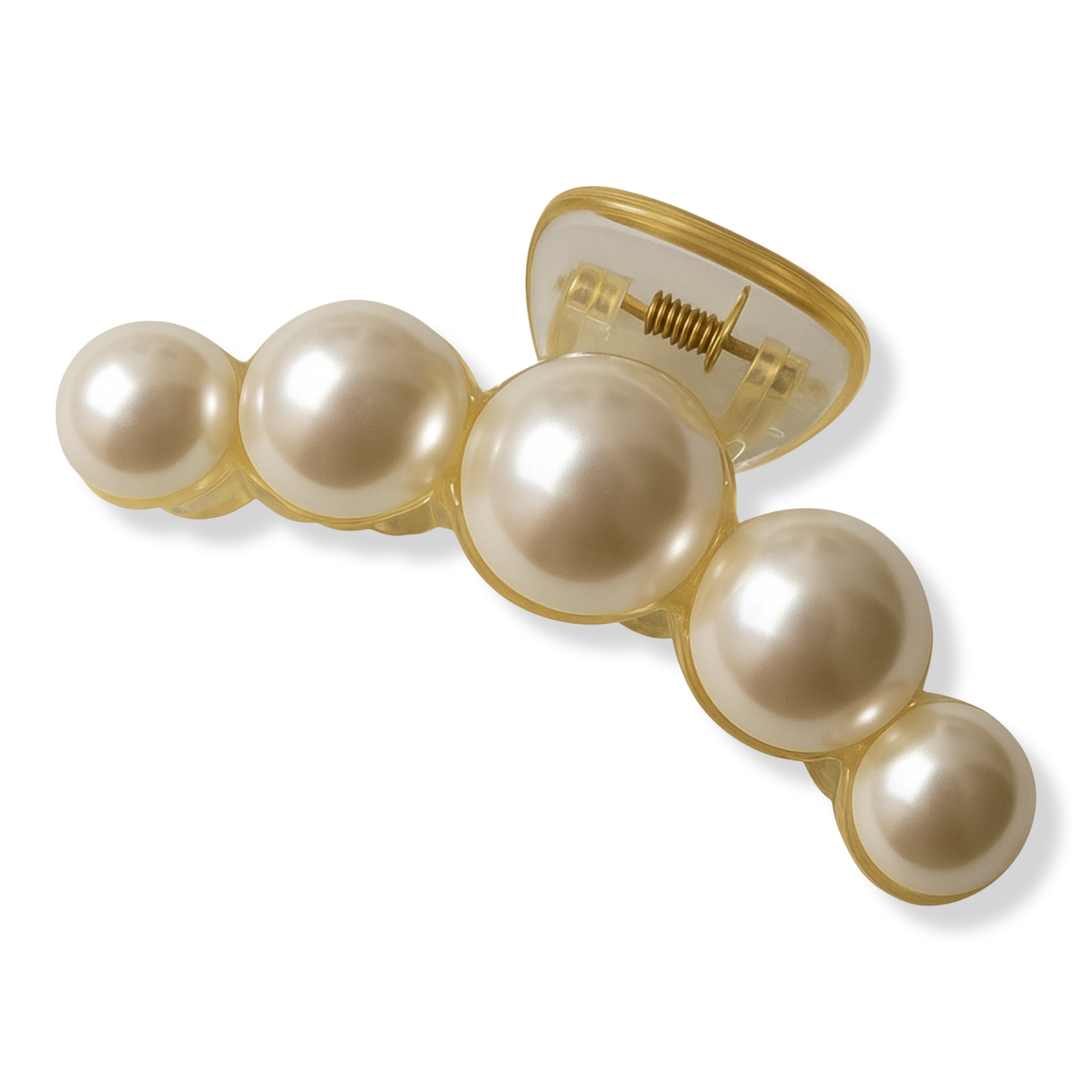 Pink Pewter Rounded Pearl Claw Hair Clip #1