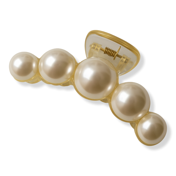 Pink Pewter Rounded Pearl Claw Hair Clip #1