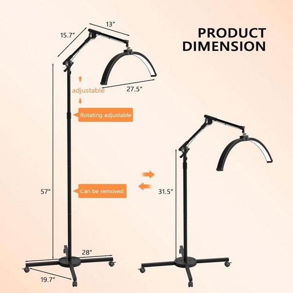 OmySalon Height Adjustable Shadowless Half Moon LED Floor Lamp #5